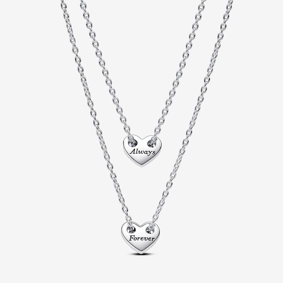 Forever & Always Splittable Heart Pendant Collier Necklaces - Pandora - 393207C00-45