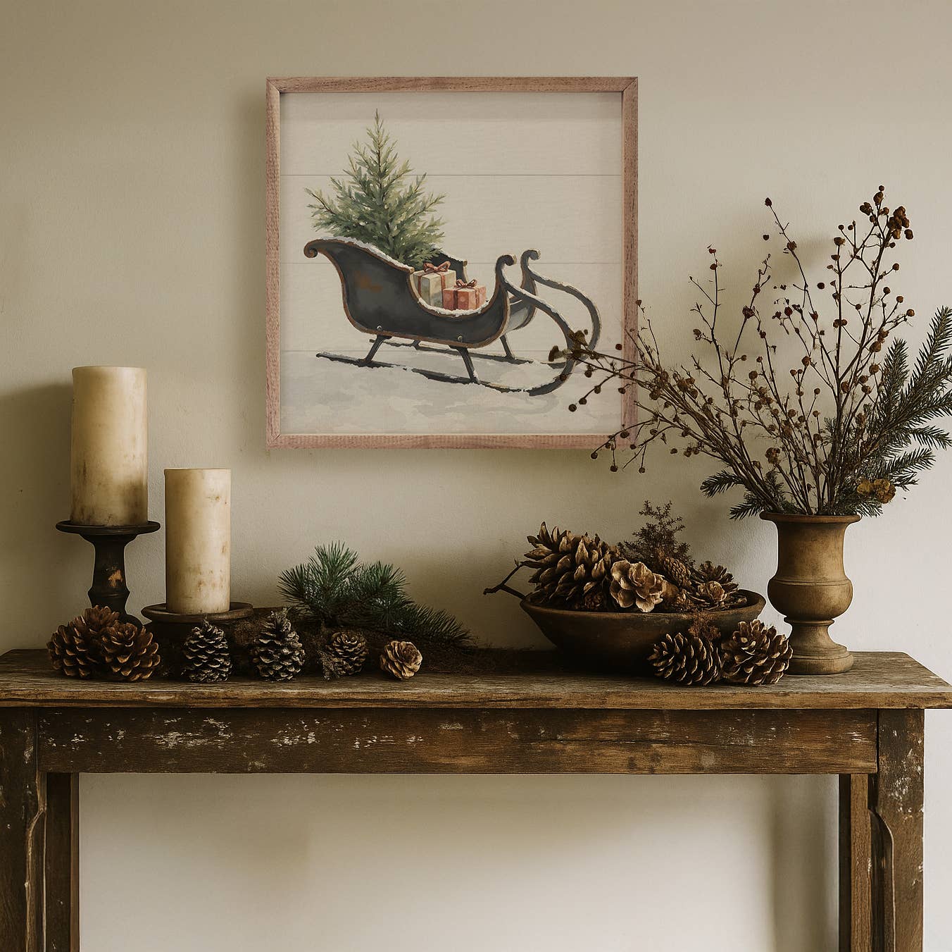 Vintage Black Sleigh: 12x12