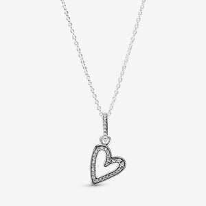 Sparkling Freehand Heart Pendant Necklace - Pandora - 398688C01
