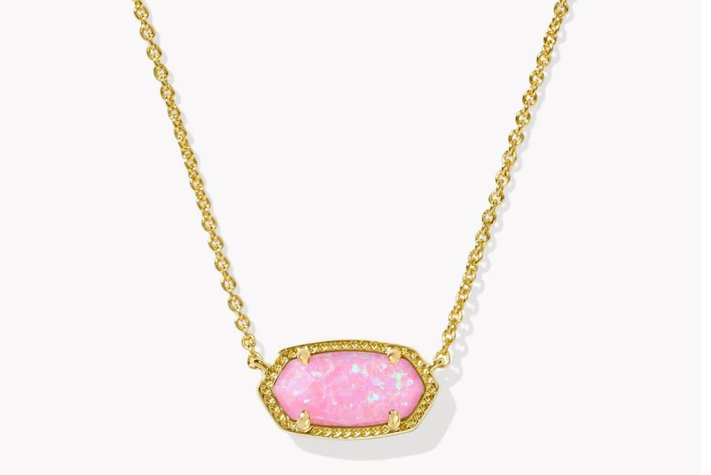 ELISA SHORT PENDANT NECKLACE - Carnation Kyocera Opal