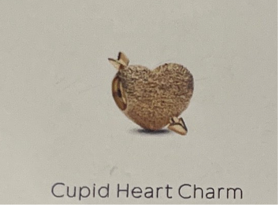 Pandora textured cupid heart charm 14 karat gold