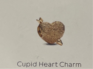 Pandora textured cupid heart charm 14 karat gold