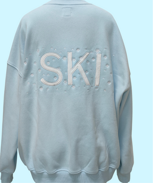 Icy Blue Ski Snowflake Sweatshirt: Clearwater Blue
