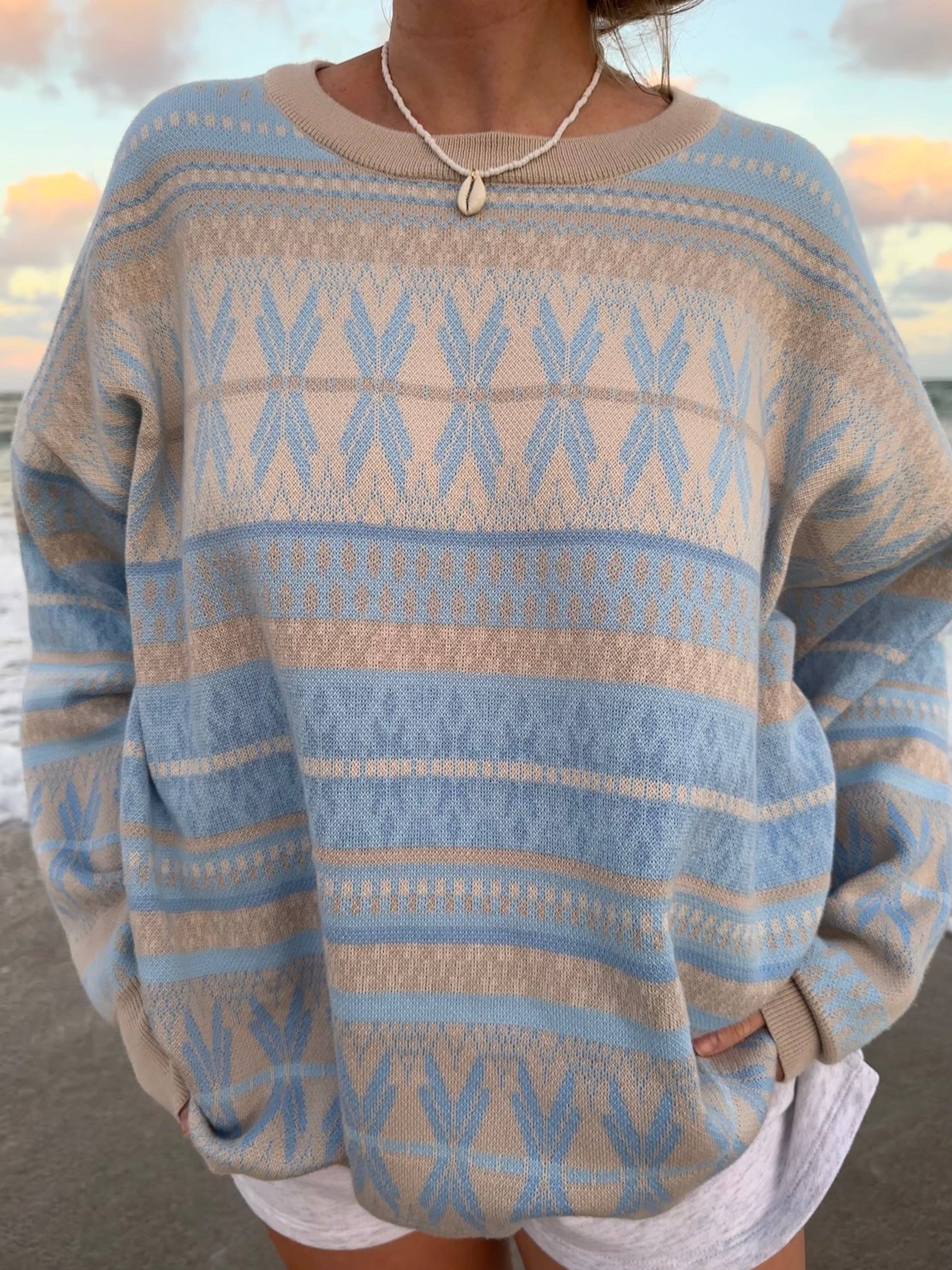 Aspen Ski Winter Sweater: Blue Snowflake / M/L