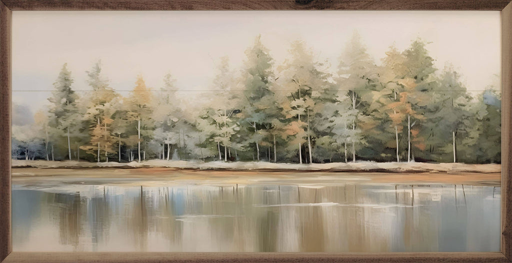 Lakeshore Trees 5 By Petals Prints Design: 16 x 8 x 1.5