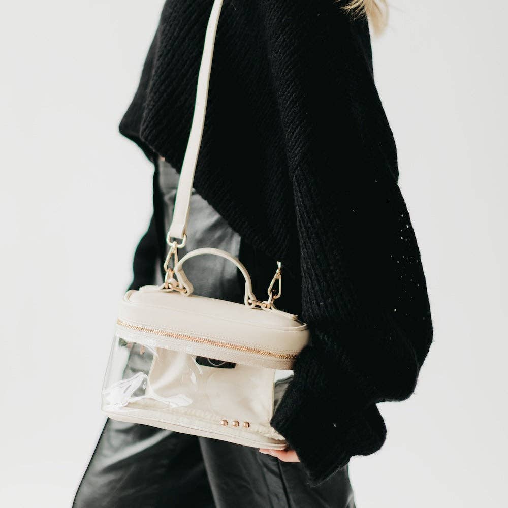Carissa Clear Crossbody: Cream