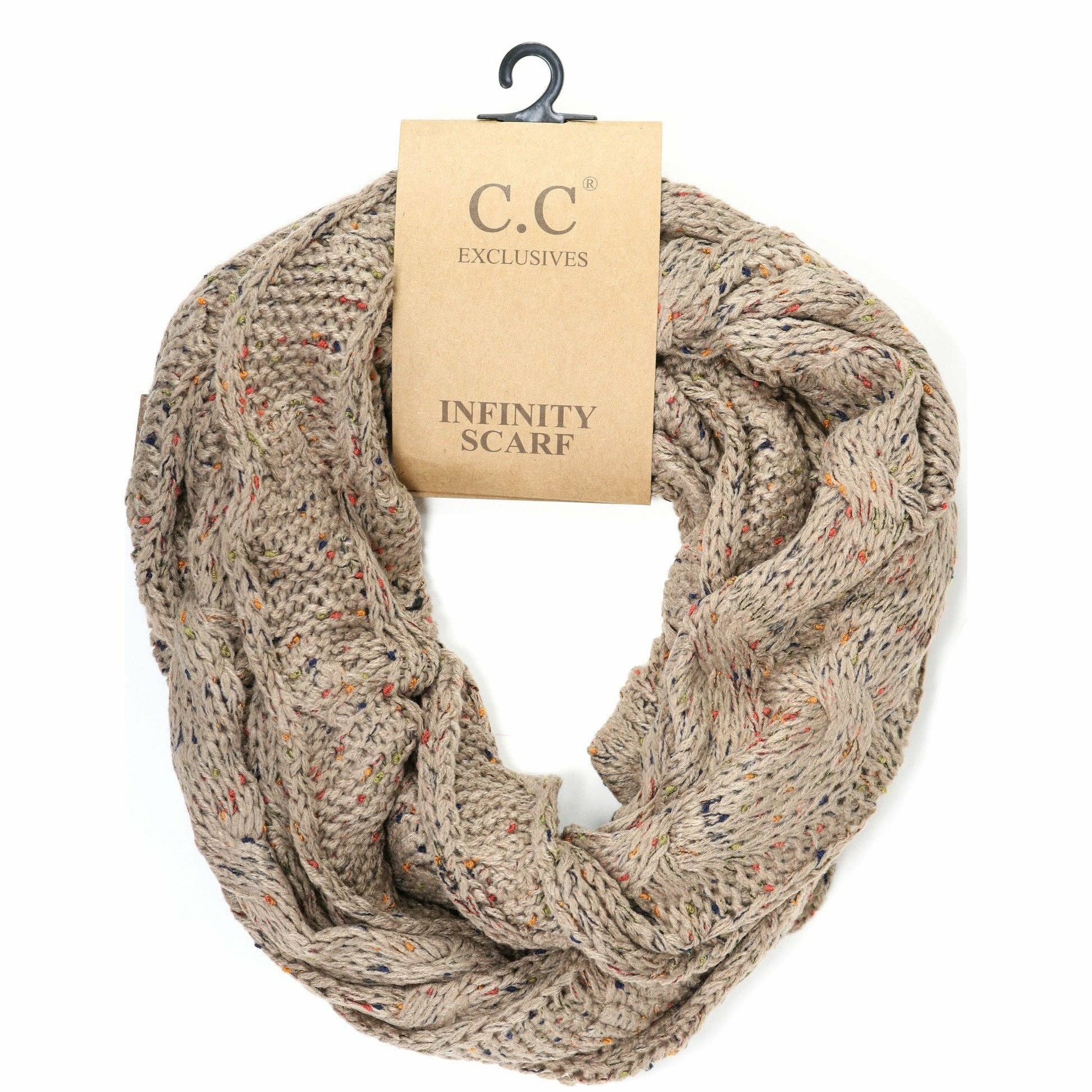 Flecked CC Infinity Scarf SF33: Natural Grey