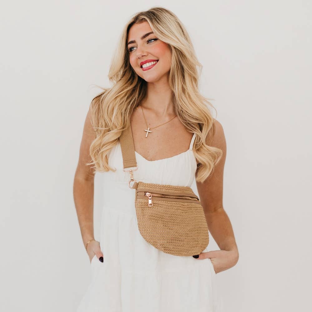 Rachel Raffia Bum Bag: Black