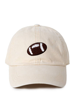 GAME DAY Chenille Football Patch Washed baseball cap: Khaki