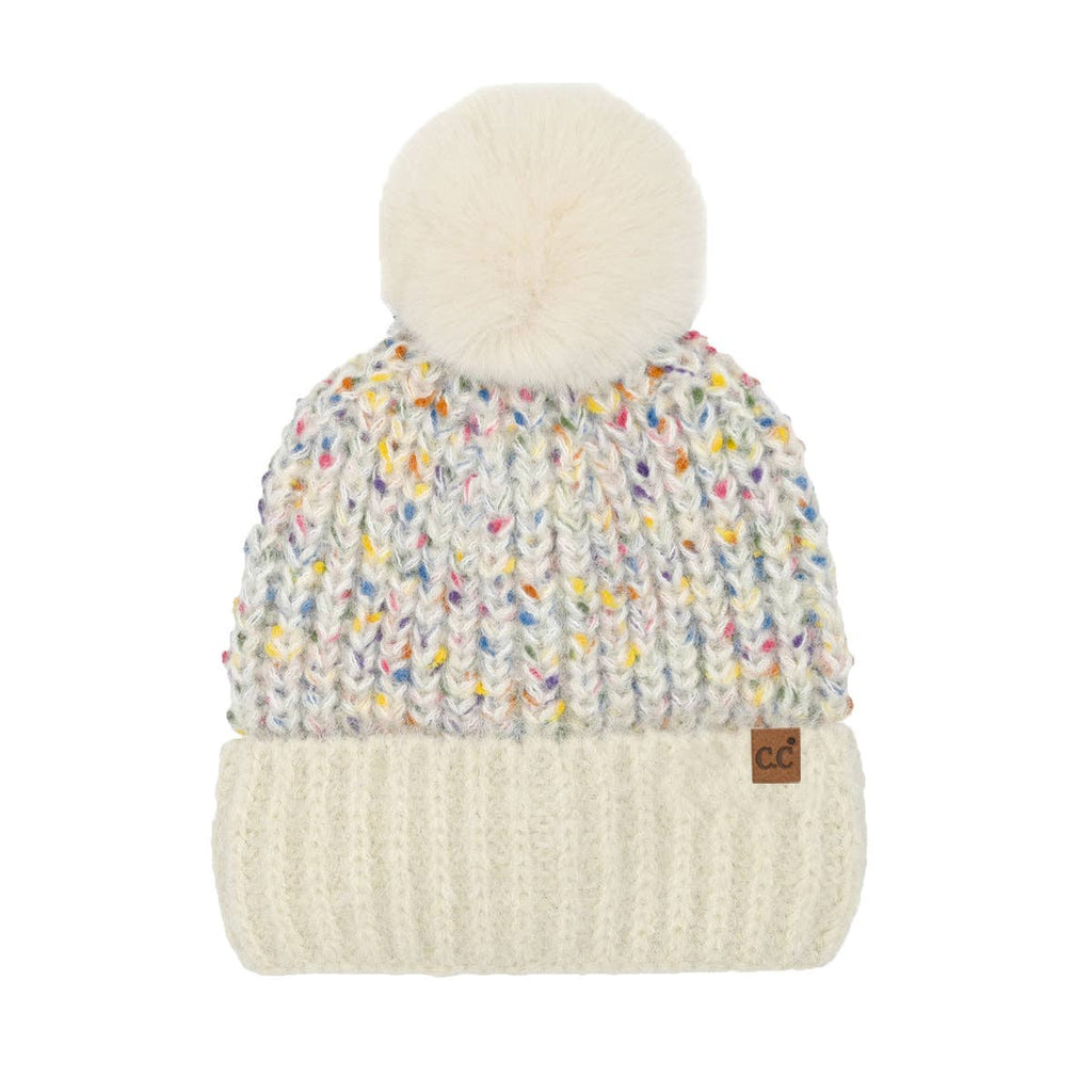Confetti Pom C.C Beanie HTC0083: Oatmeal
