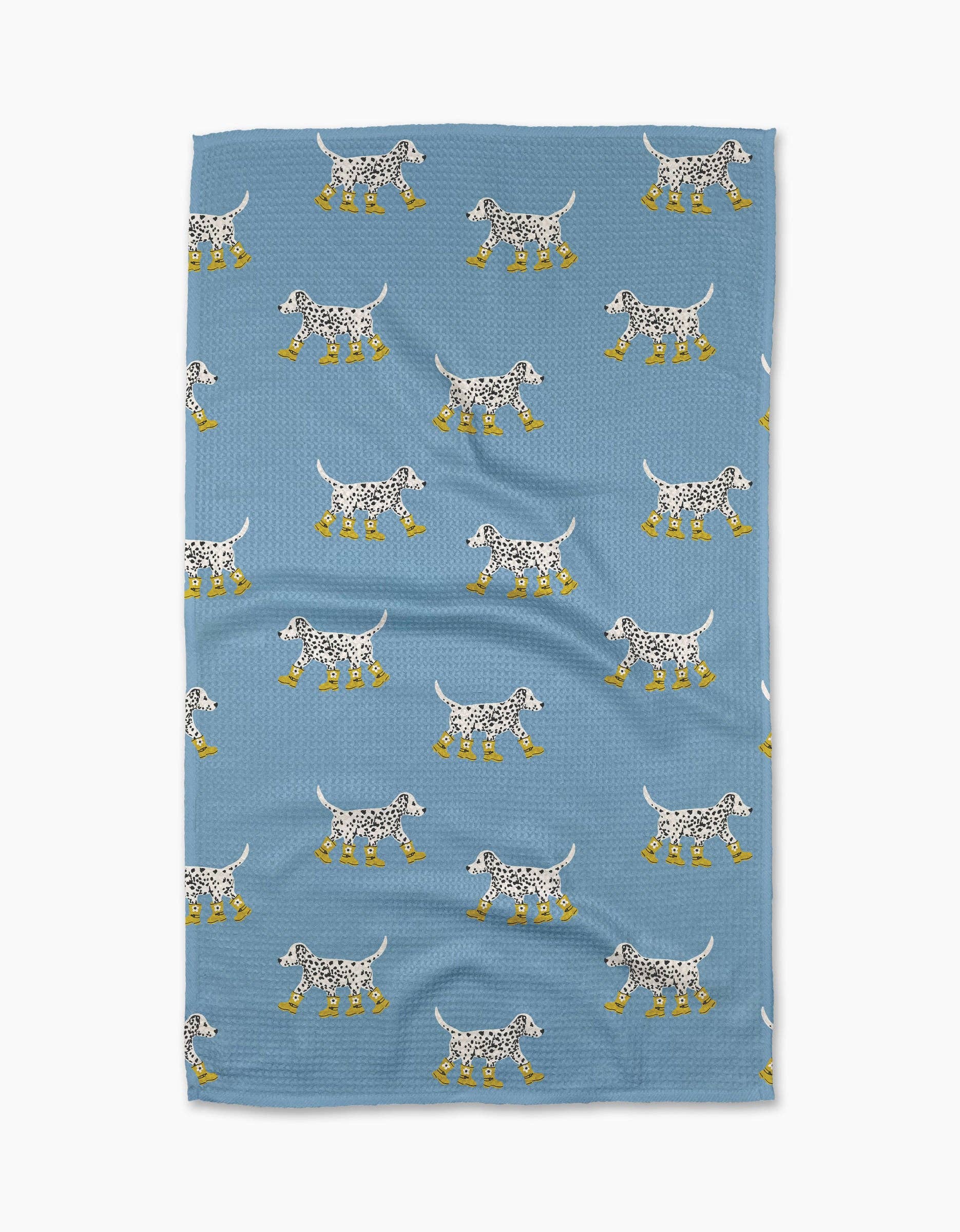 Dalmatian In Boots Blue Tea Towel
