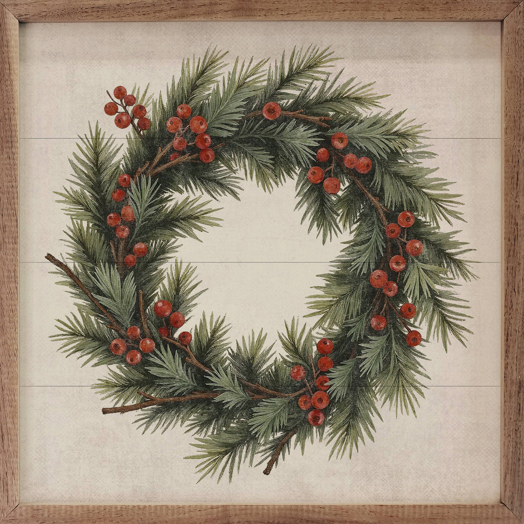 Berry Pine Wreath: 12x12