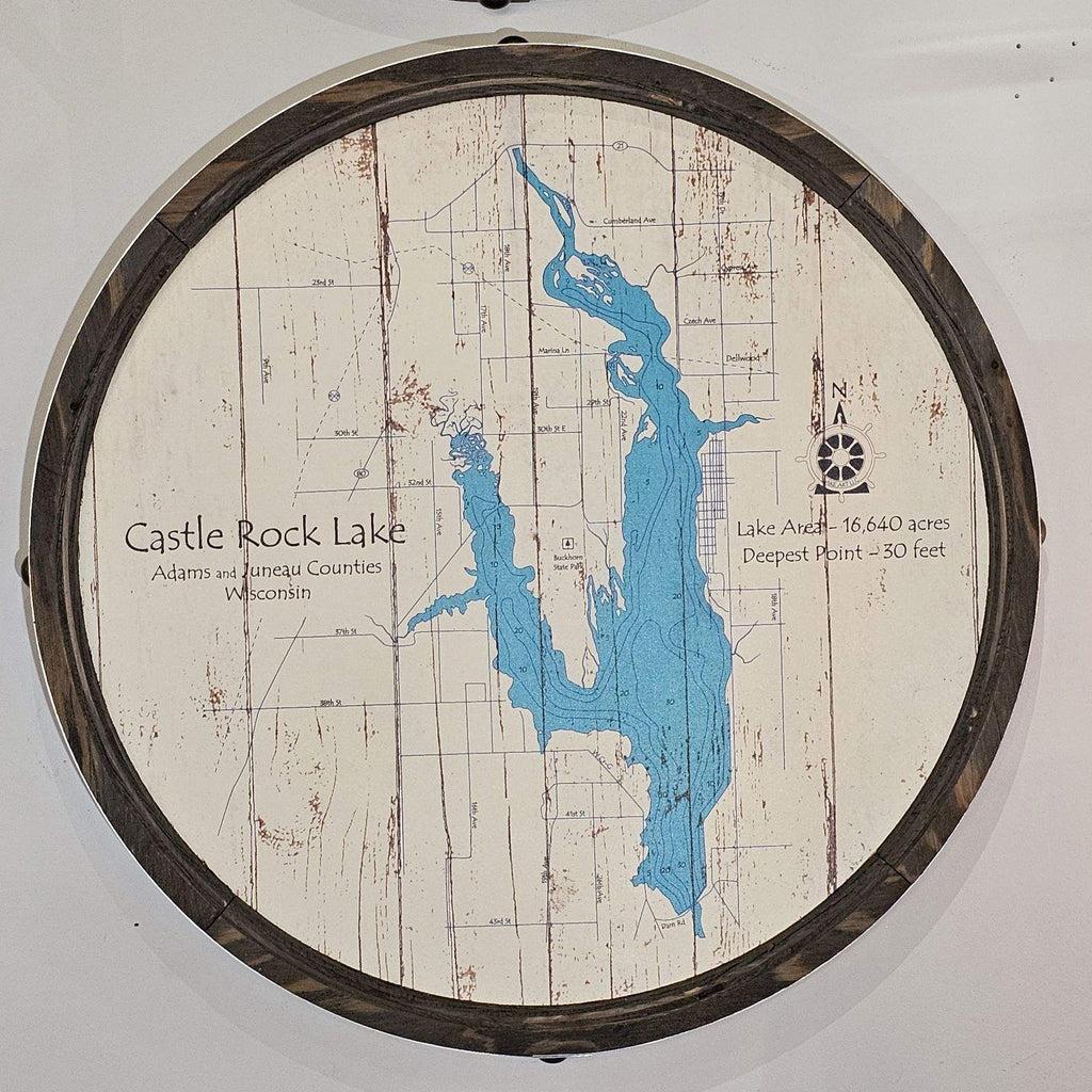 Castle Rock Lake - Barrel End Style Lake Art - 23" Round