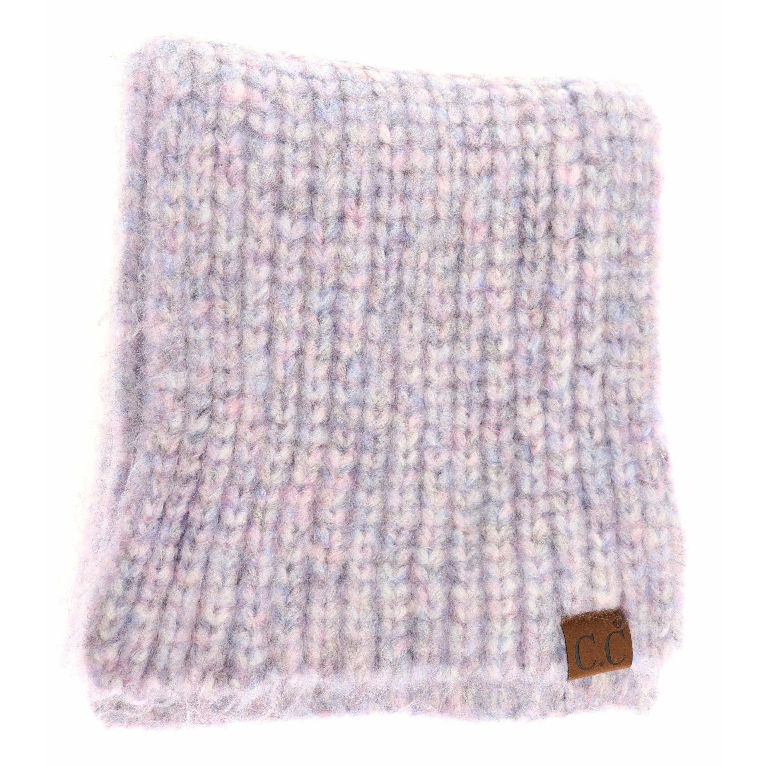 Soft Ribbed Oblong C.C Scarf SF2074: Melange Grey Multi