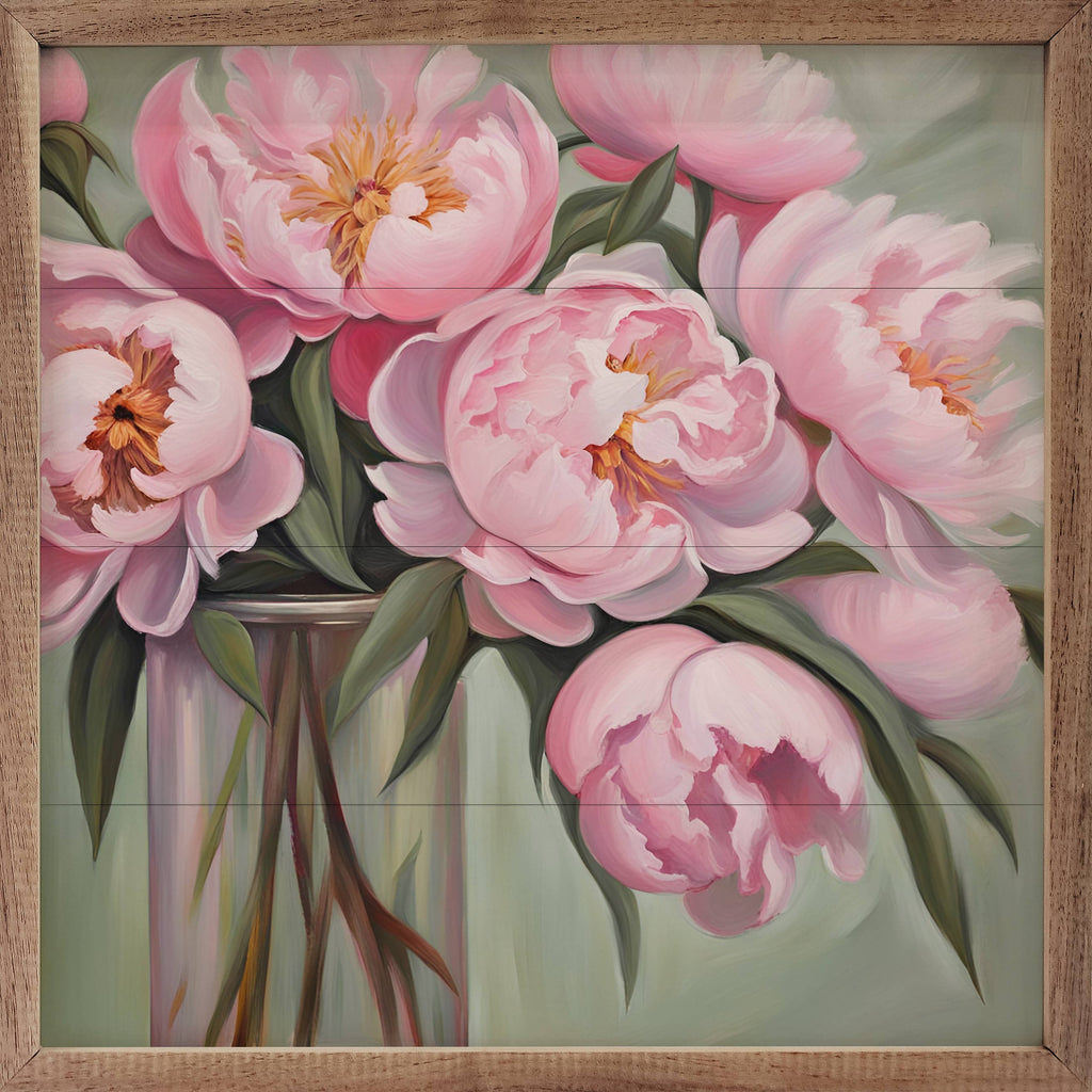 Pink Peony Bouquet Vase: 8 x 8 x 1.5