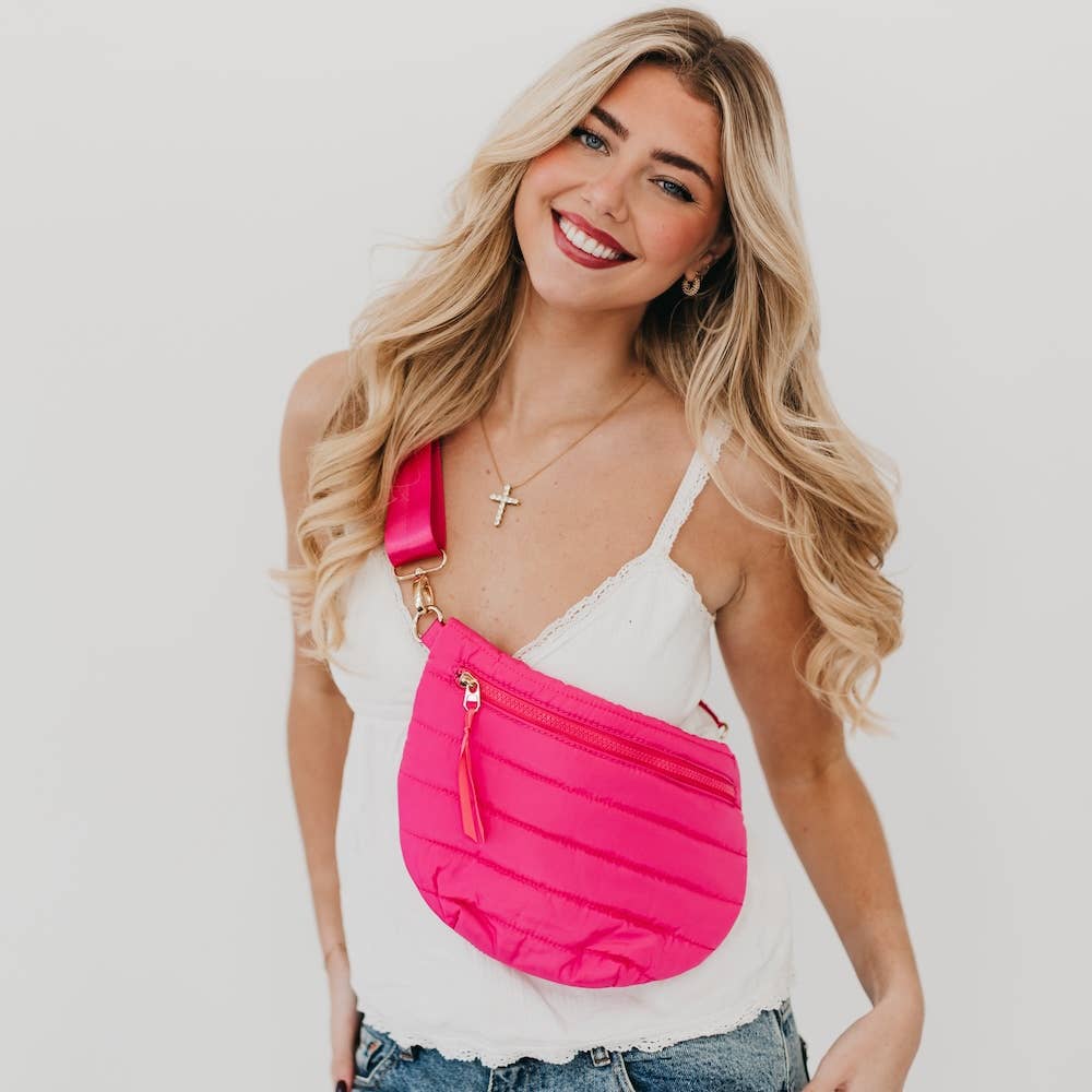 Jolie Puffer Belt Bag NEW COLORS!: Watercolor Orange Floral