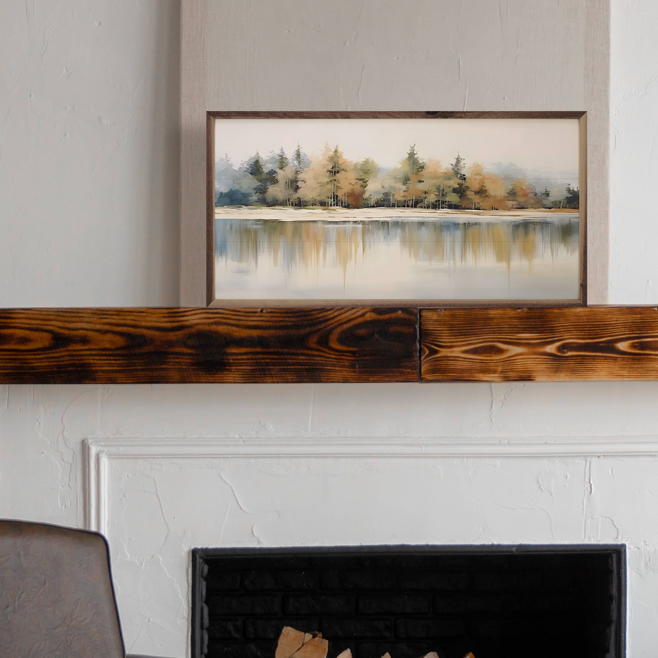 Lakeshore Trees 6 By Petals Prints Design: 24 x 12 x 1.5