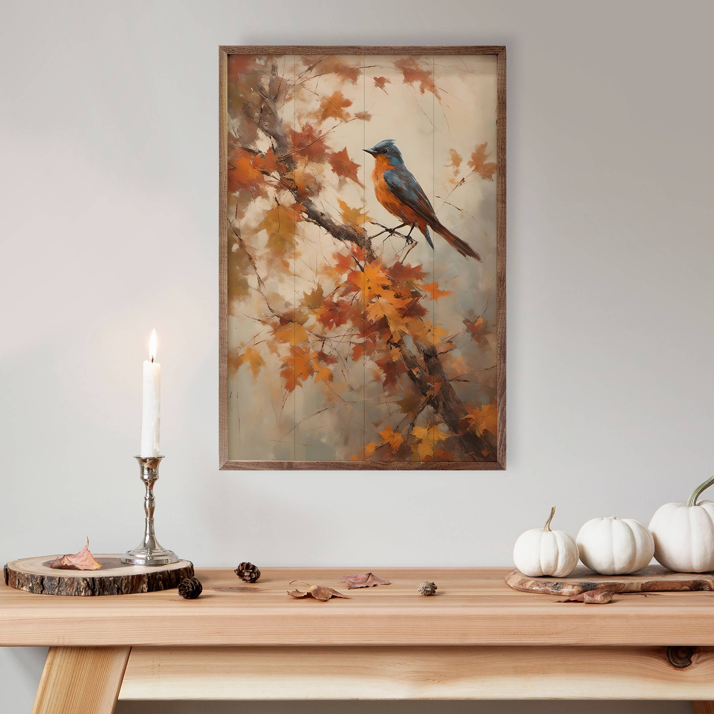 Bluebird On Fall Branch: 10x16
