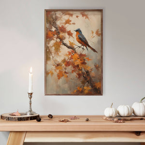 Bluebird On Fall Branch: 10x16