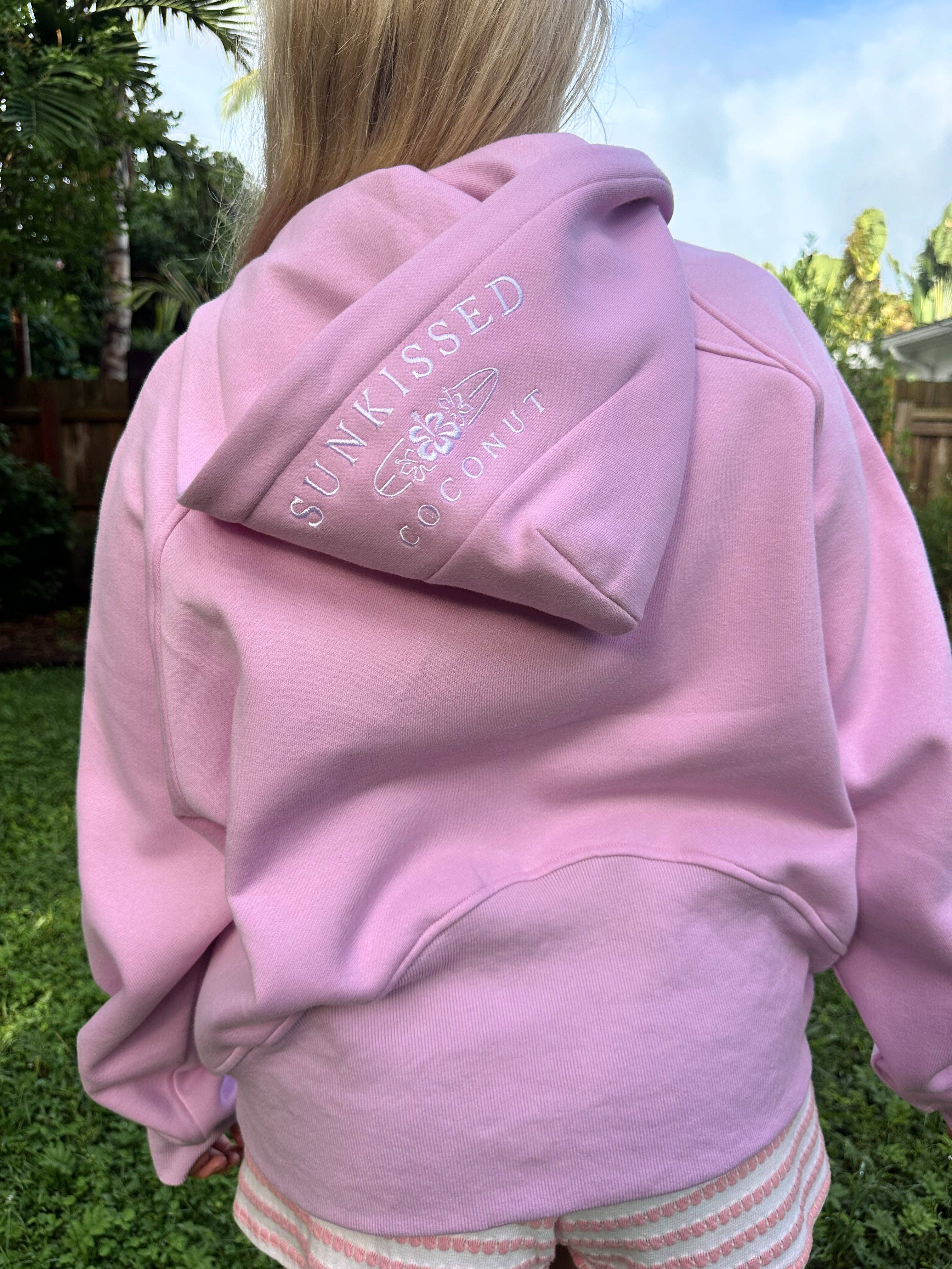 Pink Lavender  Pilates Detailed Waist Length Quarter Zip Hoodie:  Pink Lavender
