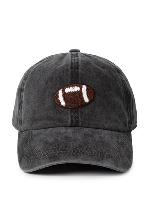 GAME DAY Chenille Football Patch Washed baseball cap: Khaki