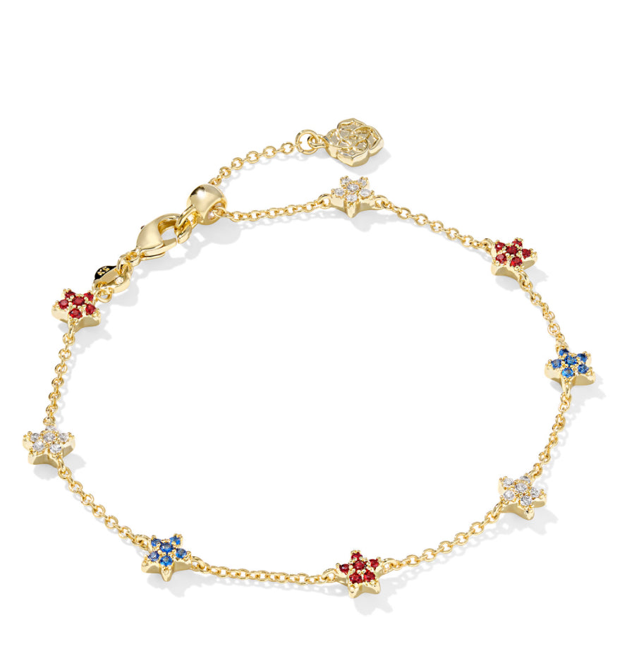 SIERRA STAR CRYSTAL DELICATE HAIN BRACELET GOLD RED WHITE BLUE MIX KENDRA SCOTT