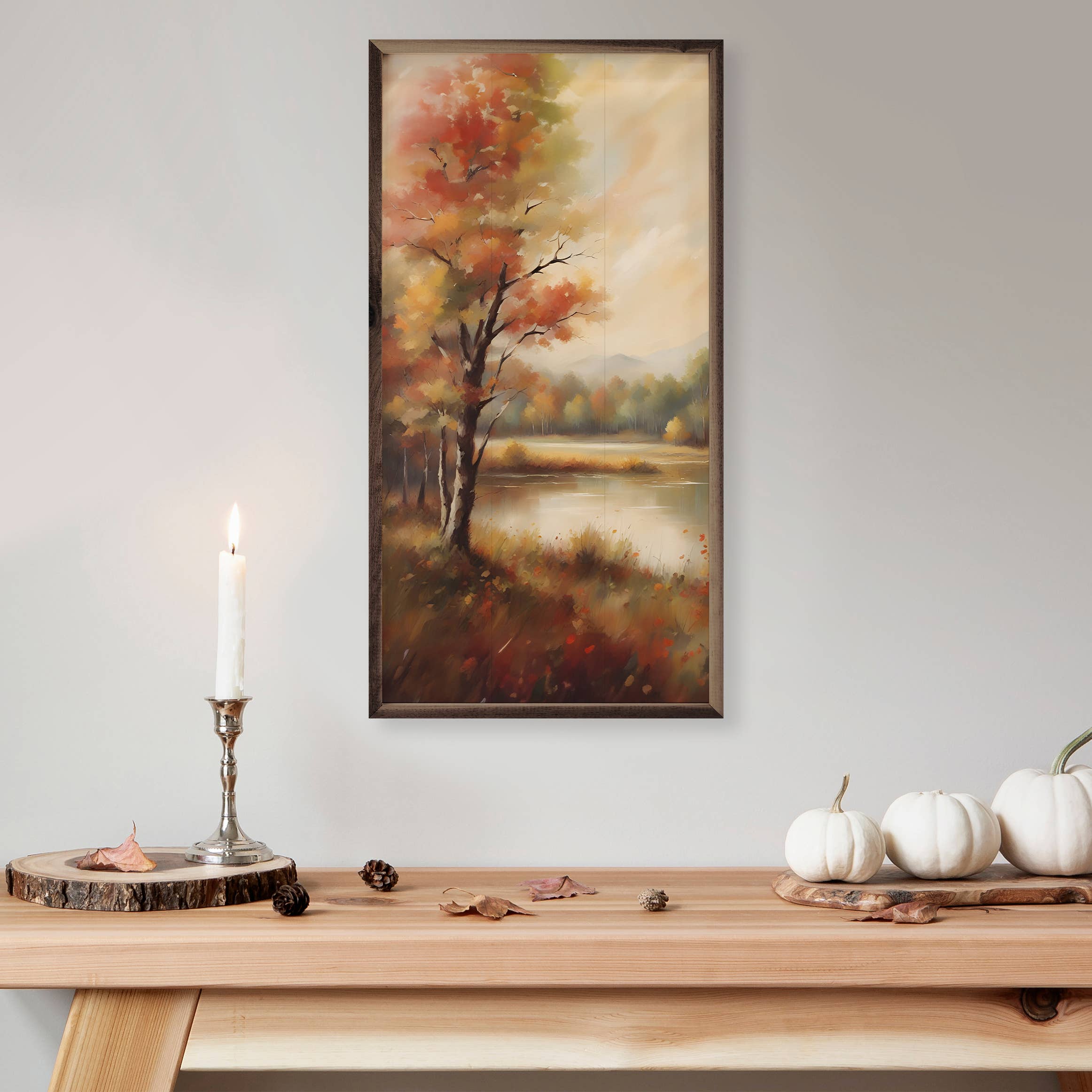 Autumn Trees Near Lake: 8 x 16 x 1.5