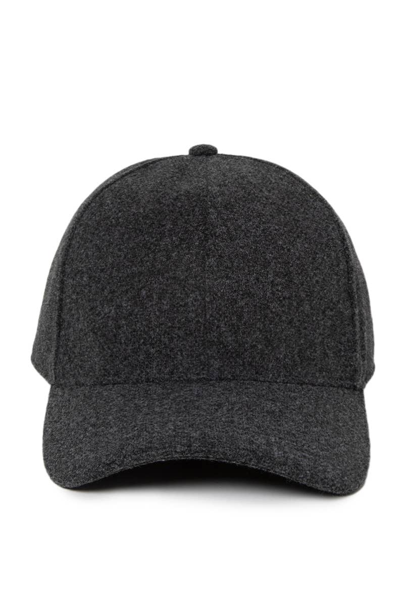 Solid faux wool baseball cap: Beige
