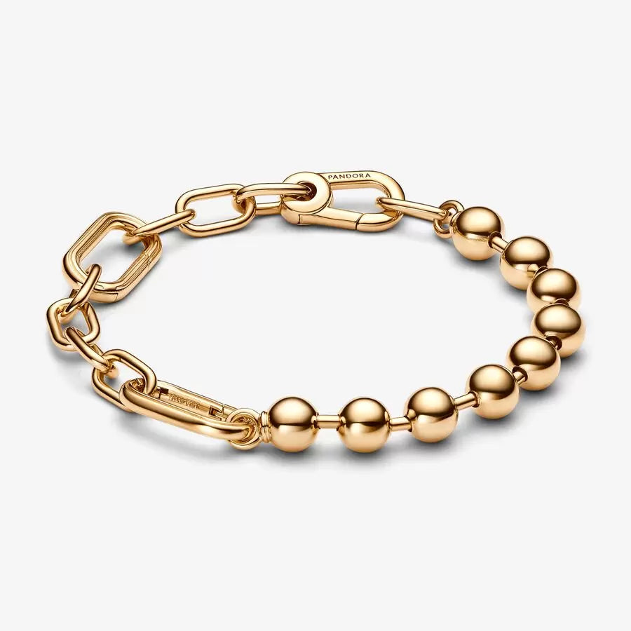 14k Gold-plated Metal Bead & Link Chain Bracelet - Pandora - 562793C00