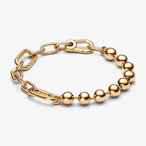 14k Gold-plated Metal Bead & Link Chain Bracelet - Pandora - 562793C00
