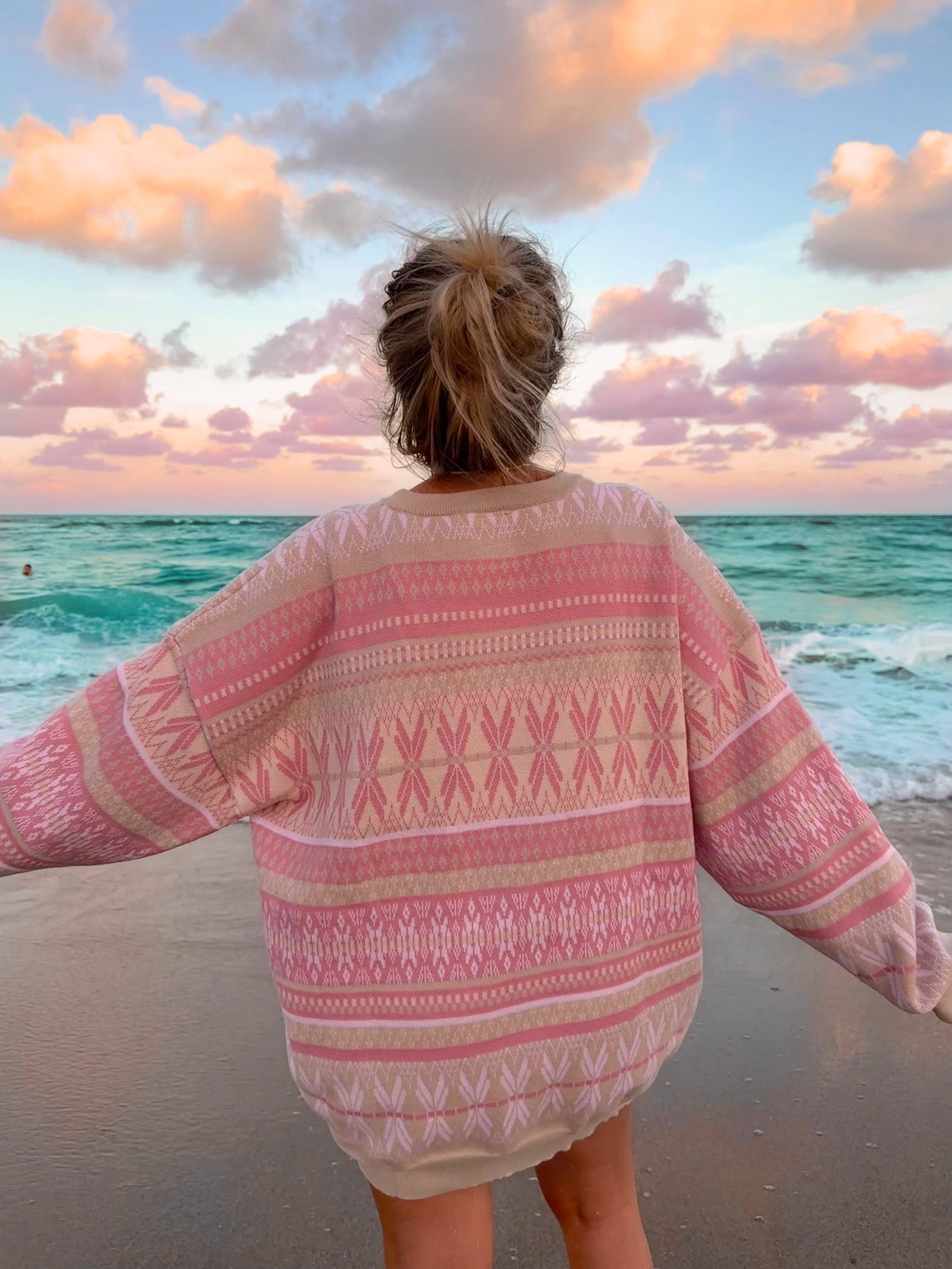 Aspen Ski Winter Sweater: Pink Snowflake