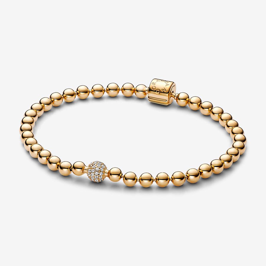 14k Gold-plated Beads & Pavé Bracelet - Pandora - 568342C01