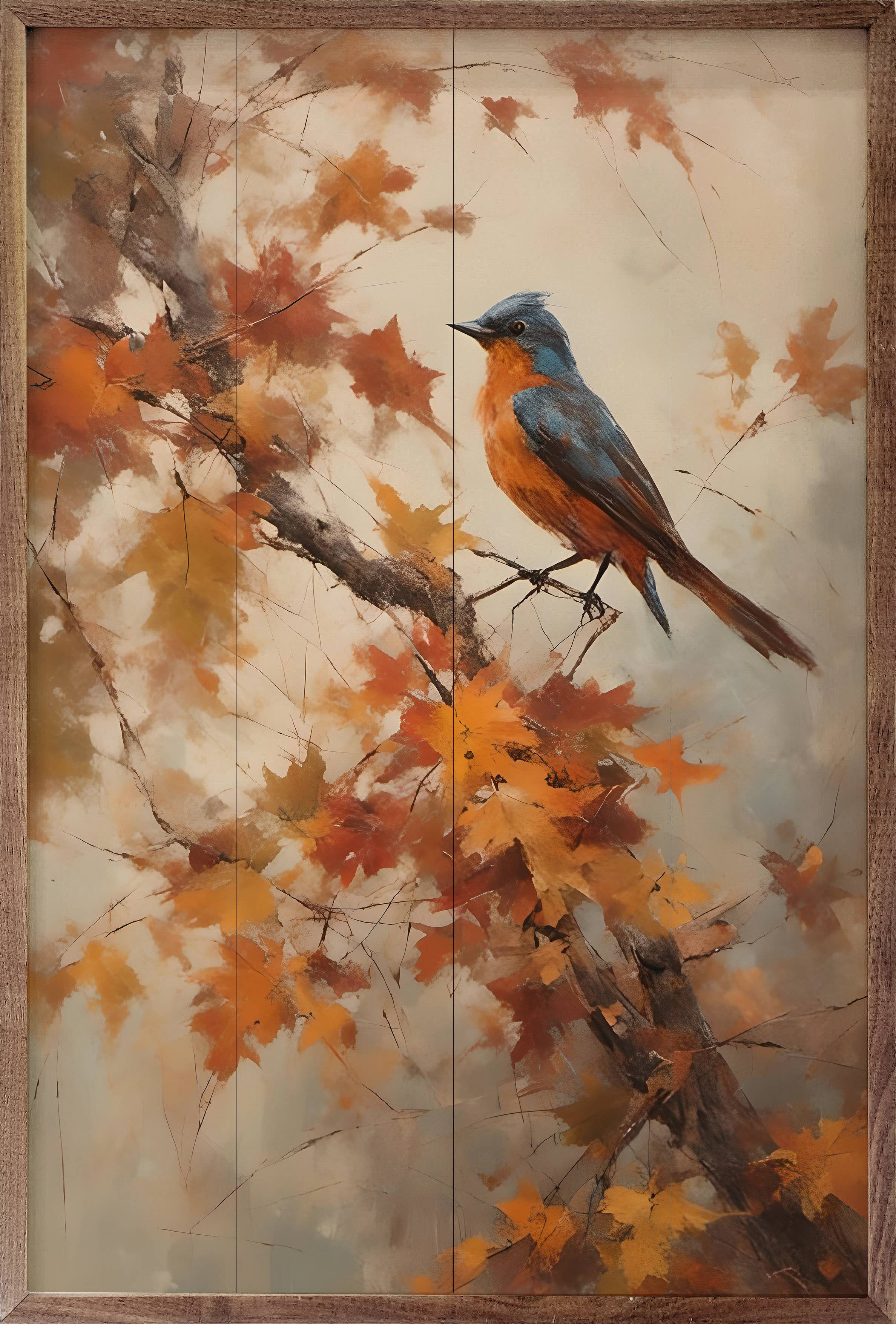 Bluebird On Fall Branch: 10x16