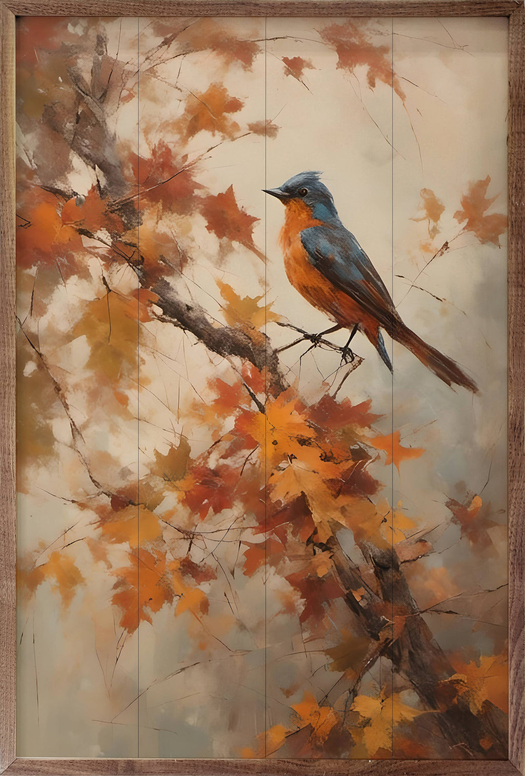 Bluebird On Fall Branch: 10x16