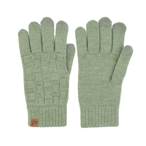 Woven Checkered Texture C.C Gloves GLC0094: Ivory