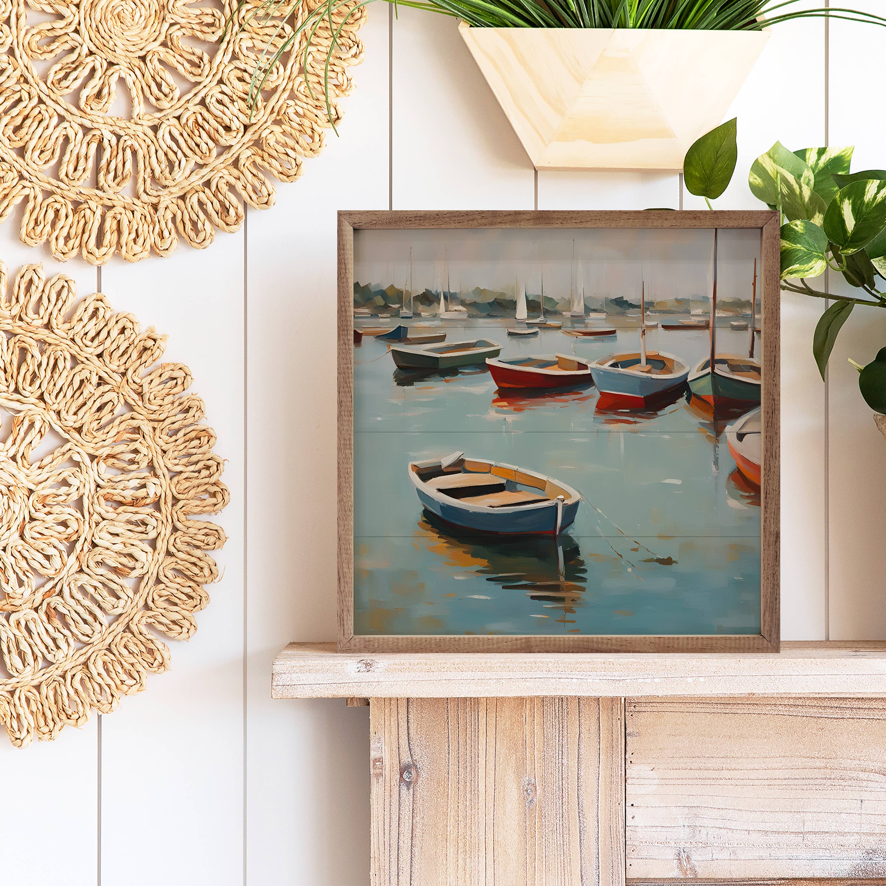 Boats On Bay: 8 x 8 x 1.5