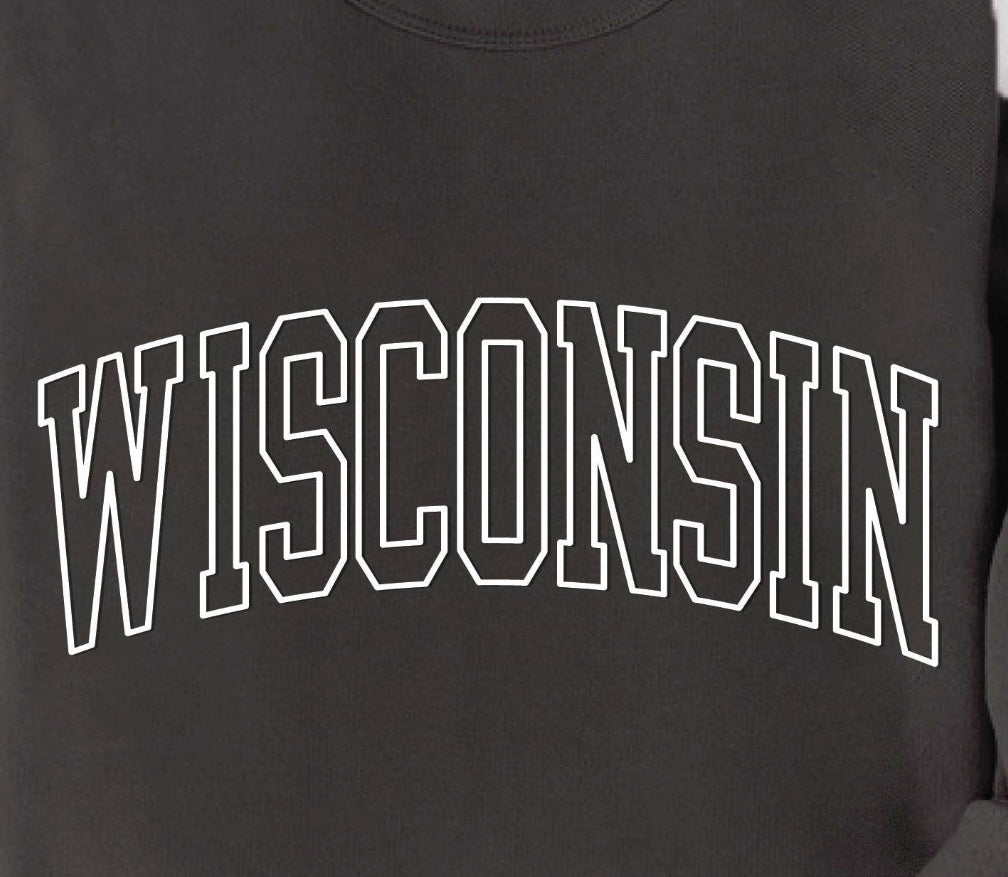WISCONSIN PUFF PRINT Graphic T-shirt: Black