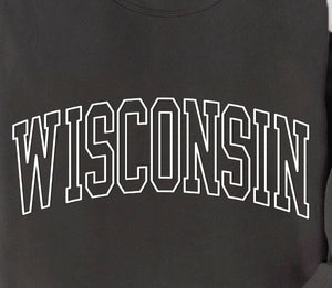 WISCONSIN PUFF PRINT Graphic T-shirt: Black