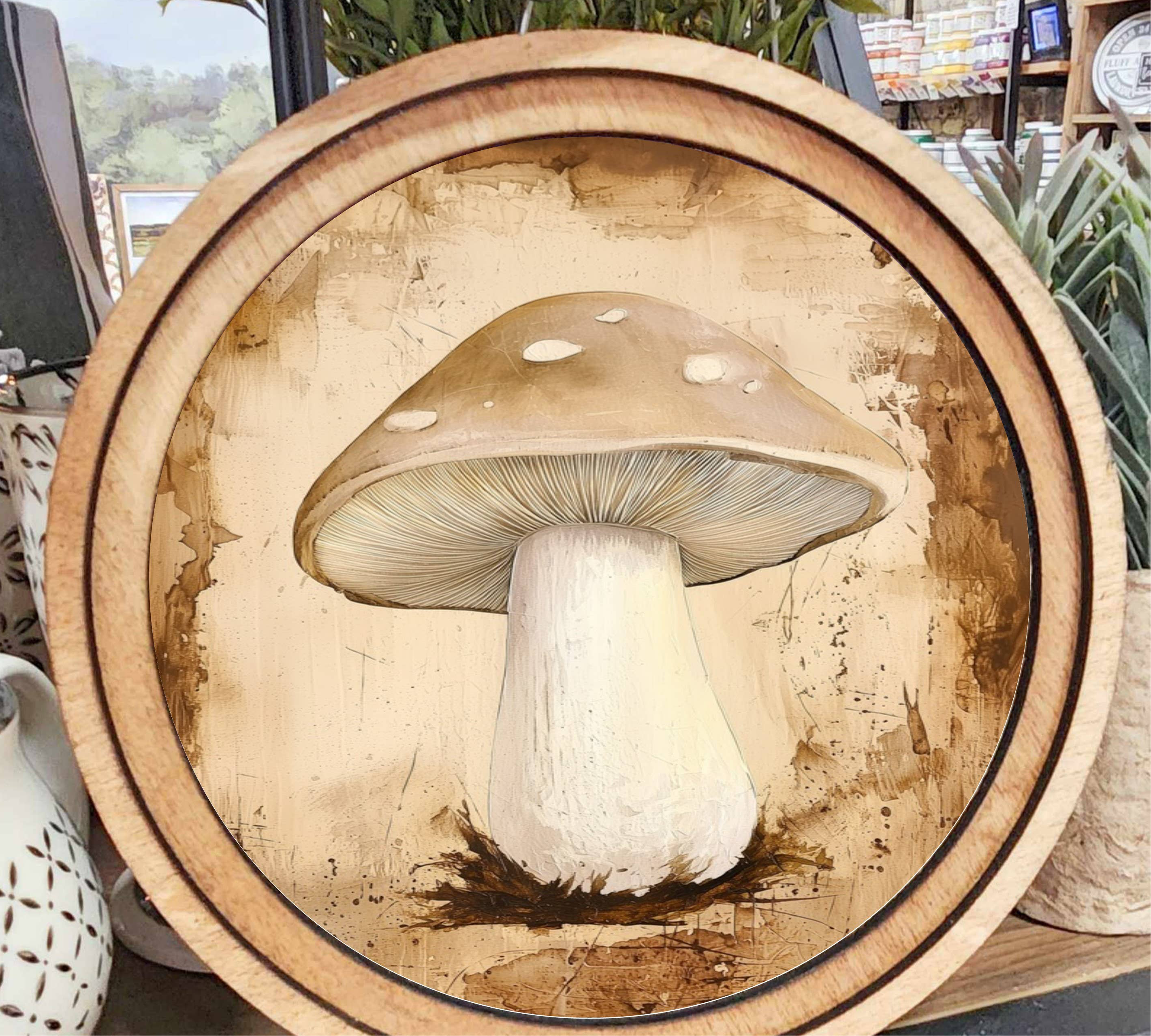 8" Round Mushroom Art