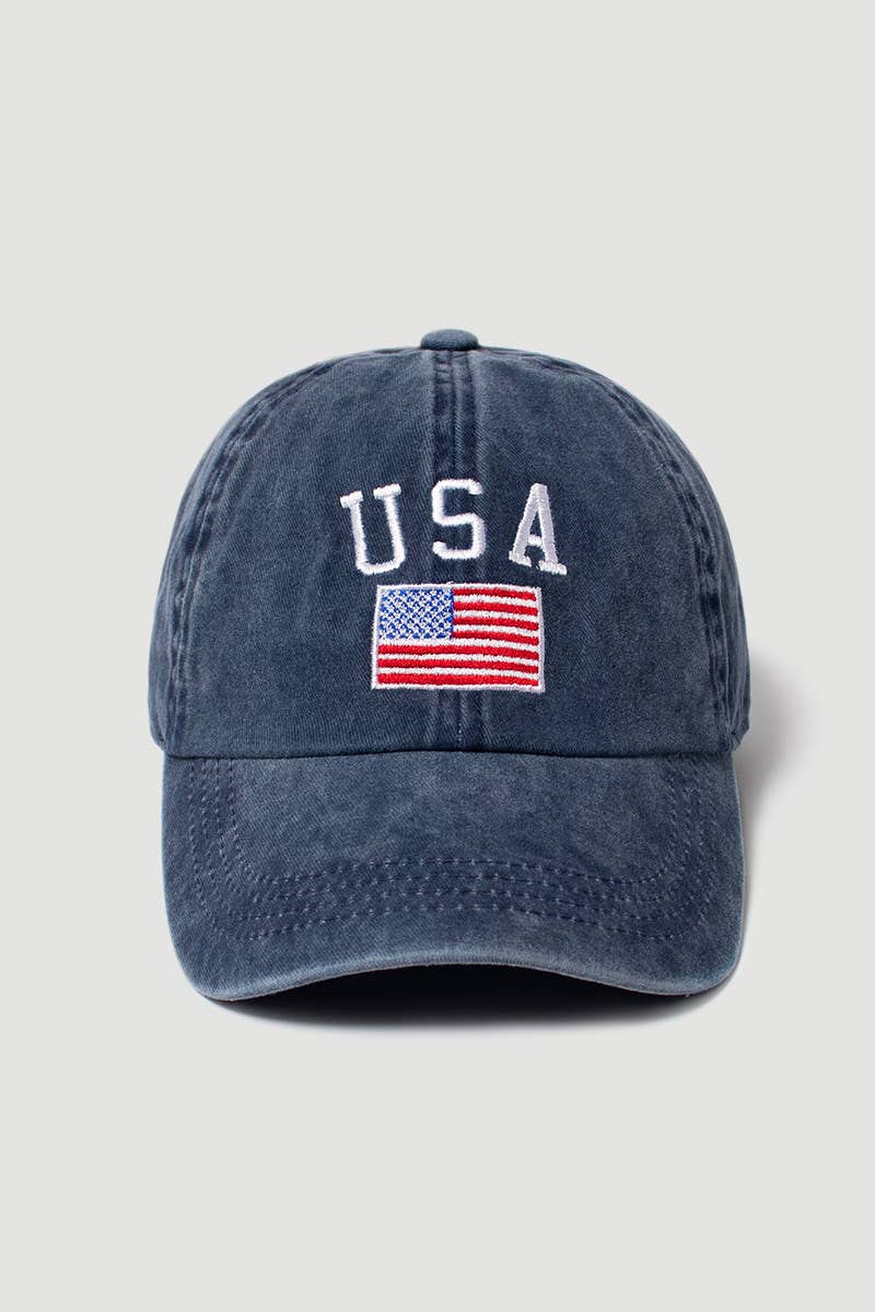 USA with American Flag Baseball cap: NAVY