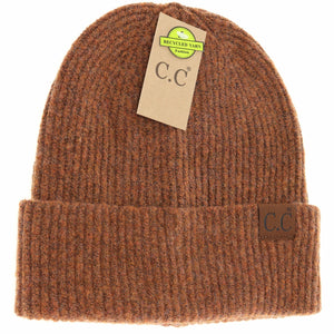 Unisex Soft Ribbed Cuff C.C Beanie HAT2075: Black