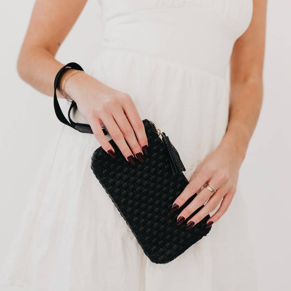 Emma Woven Clutch Wristlet: Cream