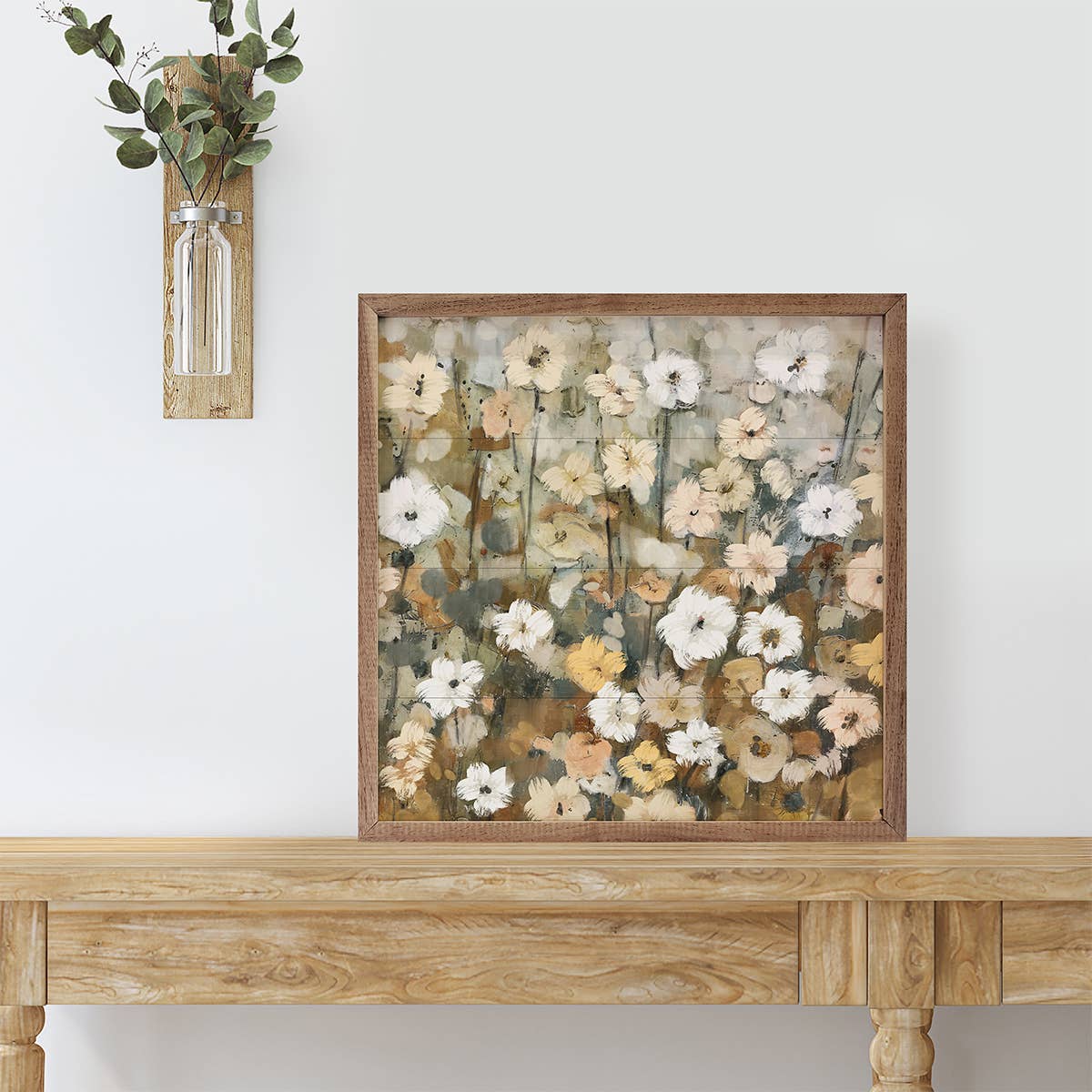 Abstracted Florals 3 Neutral By Nina Blue: 4 x 4 x 1