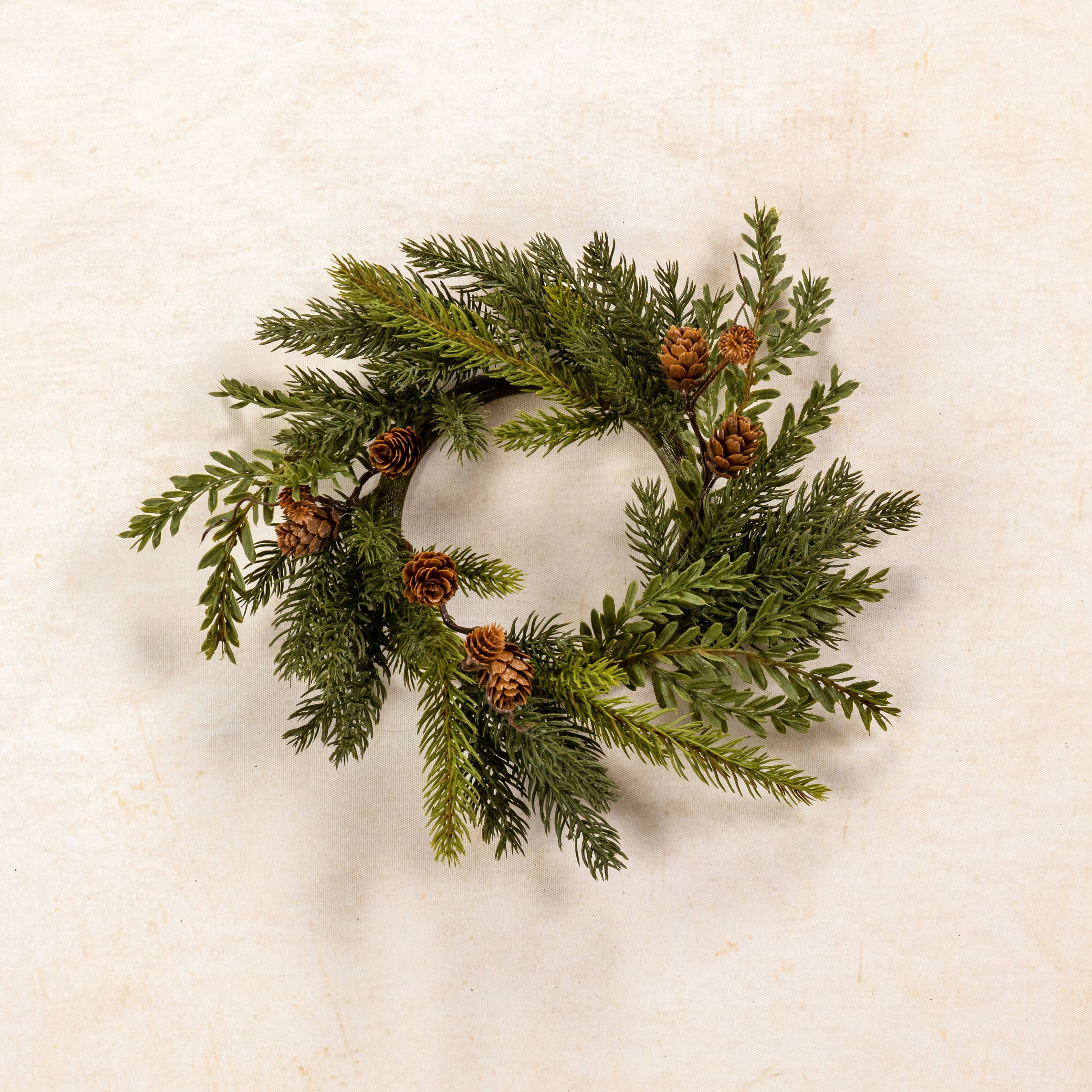 10" WHITE SPRUCE & TSUGA HEMLOCK CANDLE RING