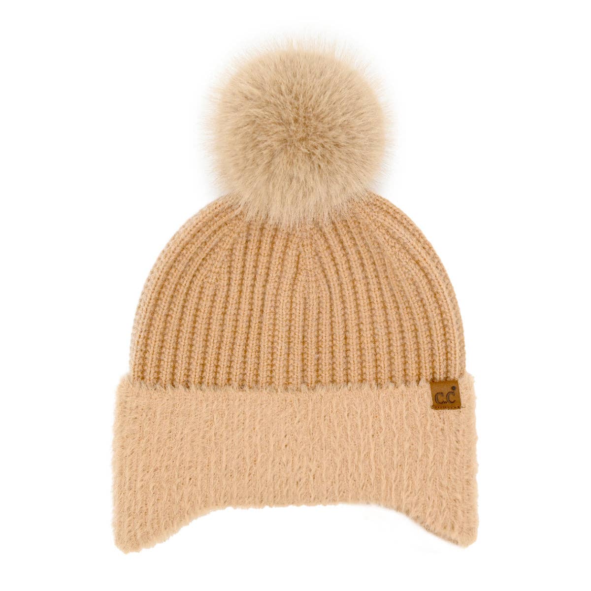 Fur Earflap Pom HTE0108: Black