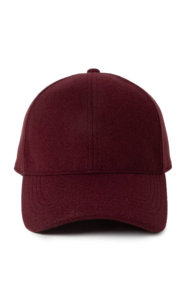 Solid faux wool baseball cap: Beige