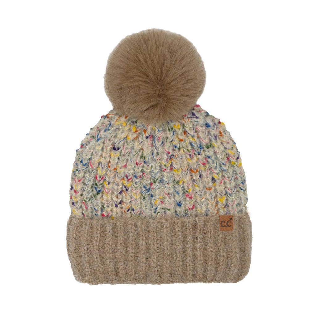 Confetti Pom C.C Beanie HTC0083: Beige