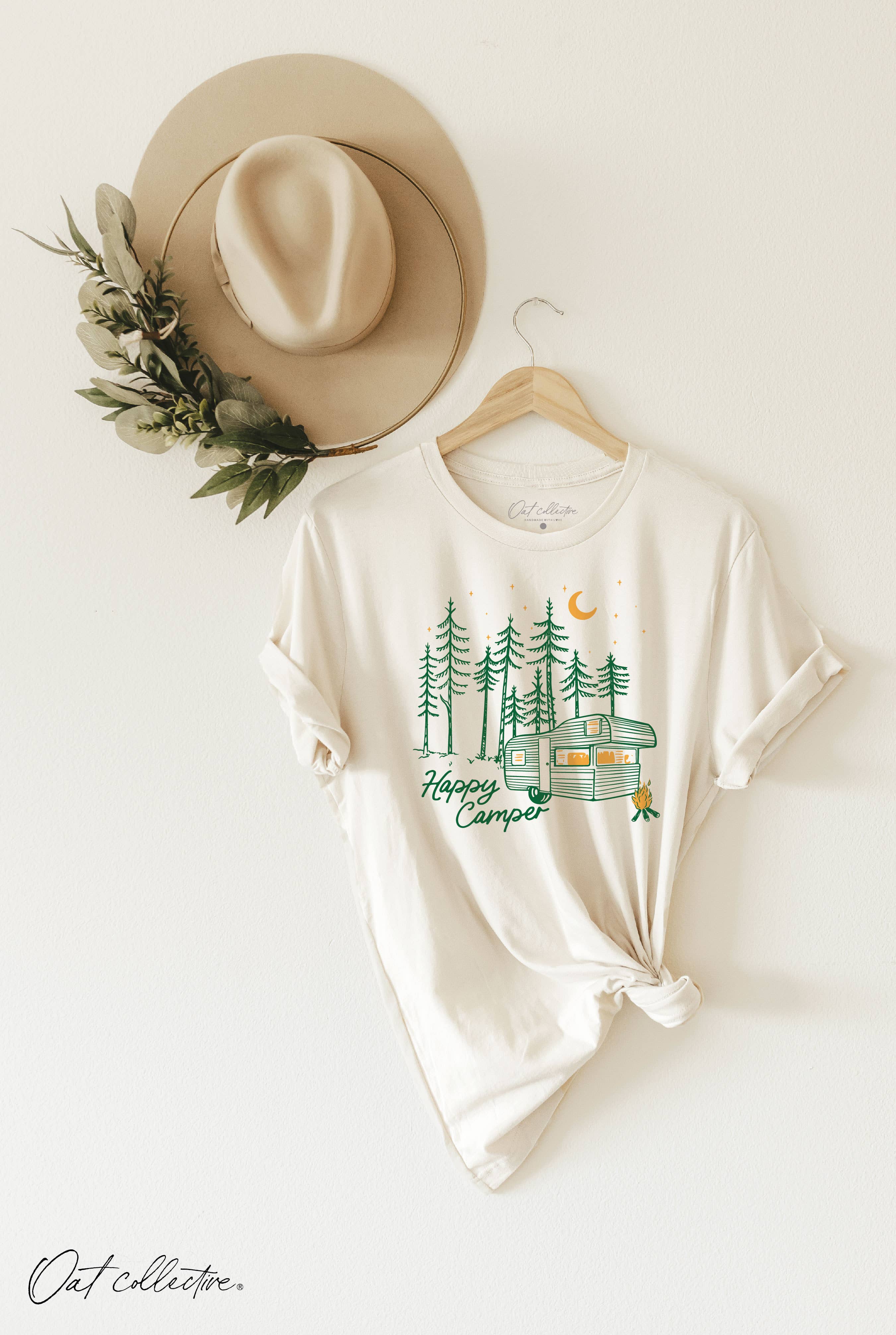 HAPPY CAMPER Graphic T-shirt   : VINTAGE WHITE