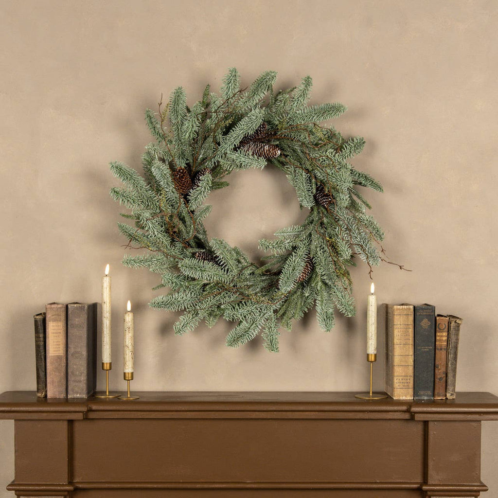 24" ICY HEMLOCK & PINE WREATH