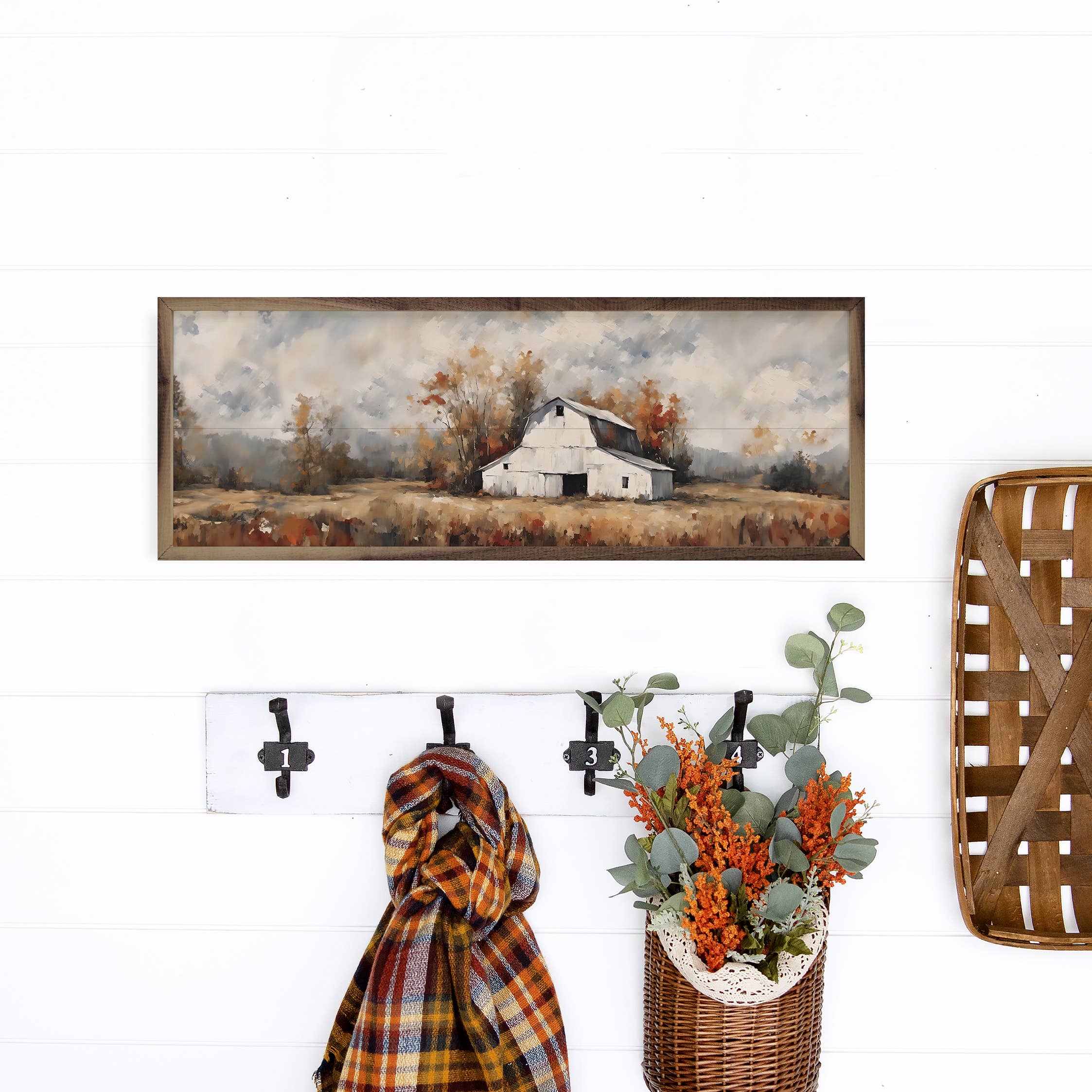 White Barn In The Fall: 24 x 8 x 1.5